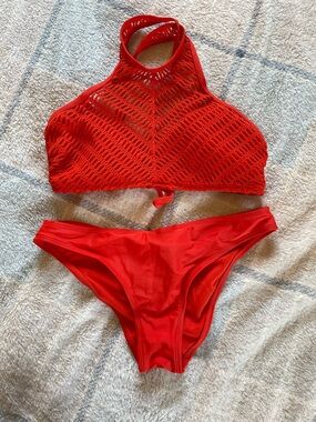 Xhilaration Bright Orange Bikini Set Medium Bottom Large Top